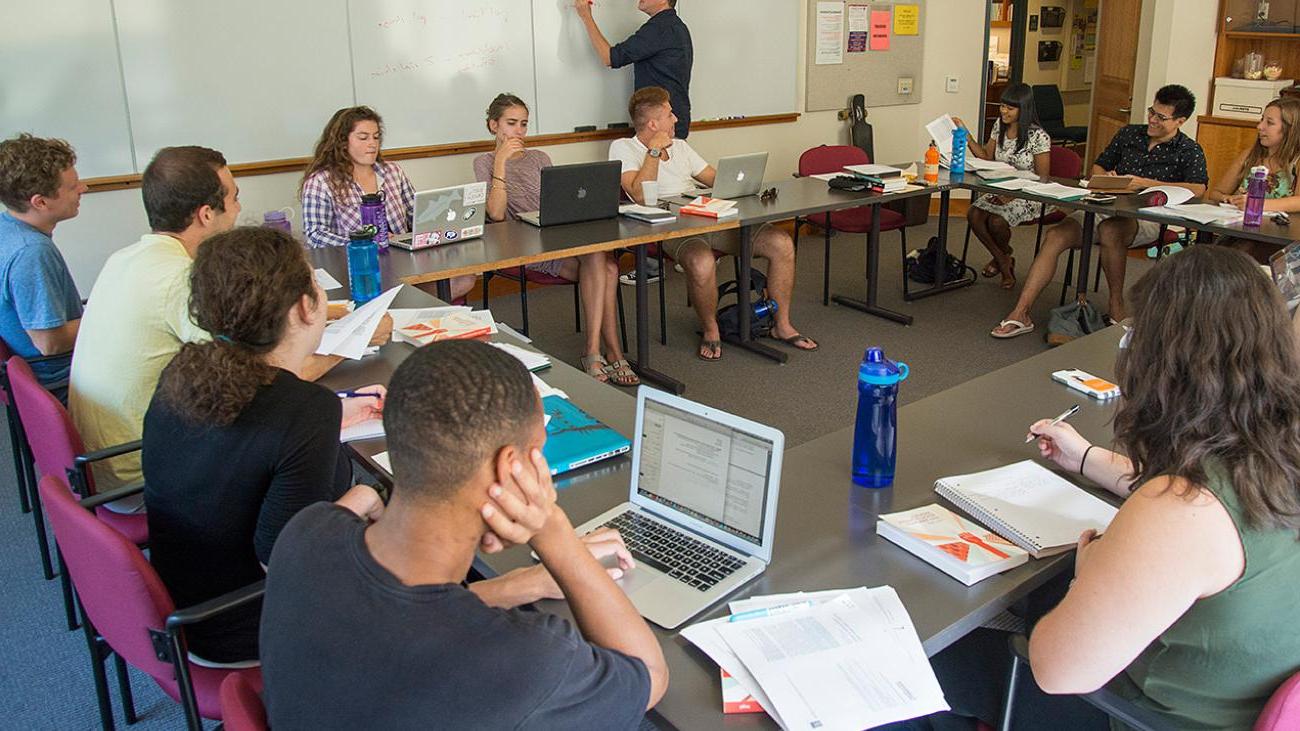 Prof. Colin Beck in the classroom at Pomona College